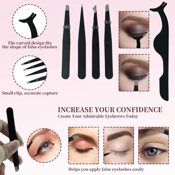 46 in 1 Eyelash Curlers with Comb Kit,Eyelash Curlers Set with Mini Eyelash Curler, Eyelash Extension Tweezers,Eyebrow Brush,Eyelash Brush,Eyelashe Scissors and Silicone Refills for Lash Brow - Image 4