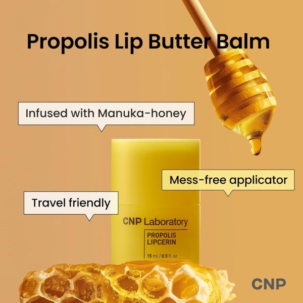 CNP Honey Lip Butter (0.5 fl.oz / 15ml) - Propolis Lipcerin™, Hydrating Overnight Manuka Lip Balm & Mask, 12hrs Long-lasting Moisture, Gentle Exfoliation, Hygienic Twist Dispenser, Korean Skin Care - Image 9