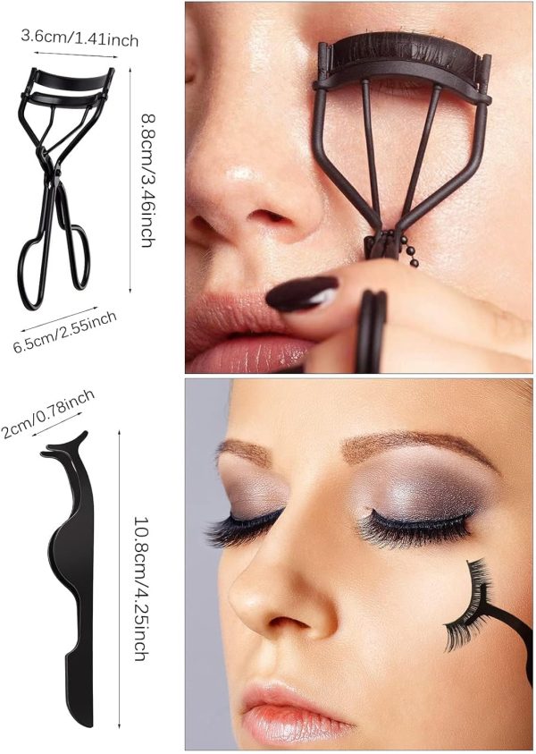 EBANKU 7pcs Eyelash Comb Brush Tools Eyebrow Brush Comb Eyelash Separator Tool Professional Eye Brow Spoolie Brushes for Makeup Grooming Eyelash Curler Silicone Refill Pads Tweezers Scissors - Image 2