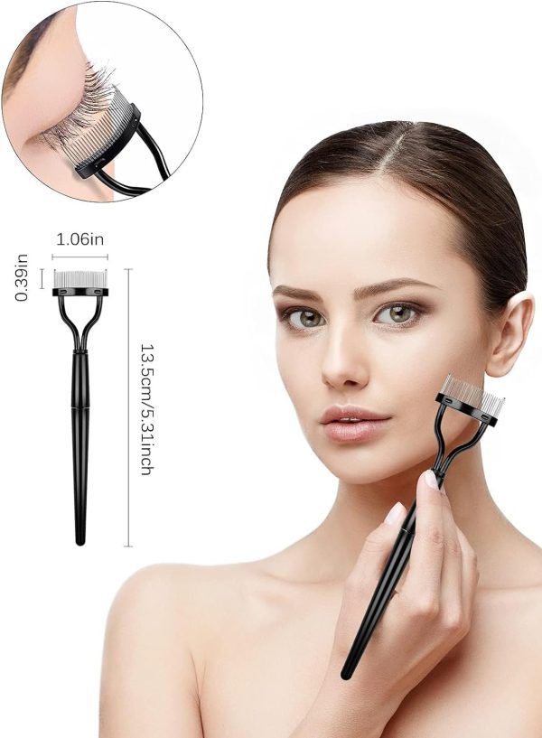 EBANKU 7pcs Eyelash Comb Brush Tools Eyebrow Brush Comb Eyelash Separator Tool Professional Eye Brow Spoolie Brushes for Makeup Grooming Eyelash Curler Silicone Refill Pads Tweezers Scissors - Image 3