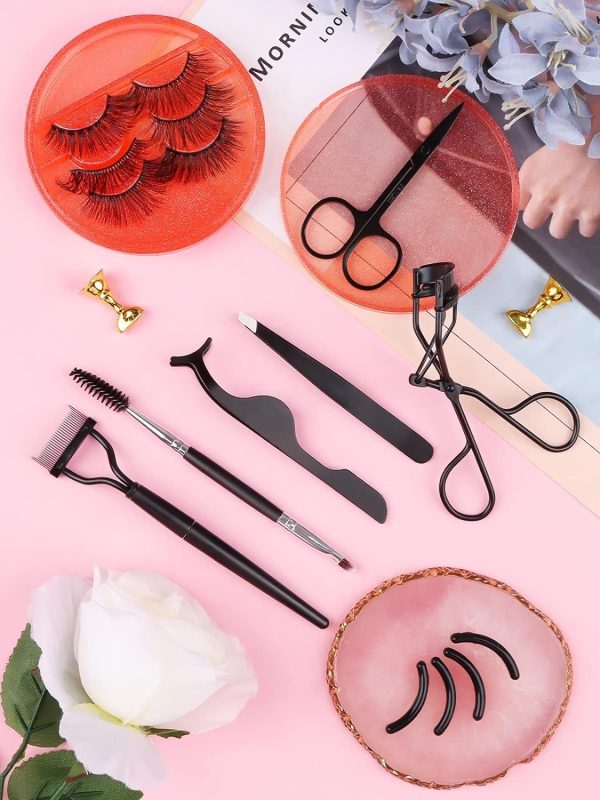 EBANKU 7pcs Eyelash Comb Brush Tools Eyebrow Brush Comb Eyelash Separator Tool Professional Eye Brow Spoolie Brushes for Makeup Grooming Eyelash Curler Silicone Refill Pads Tweezers Scissors - Image 7