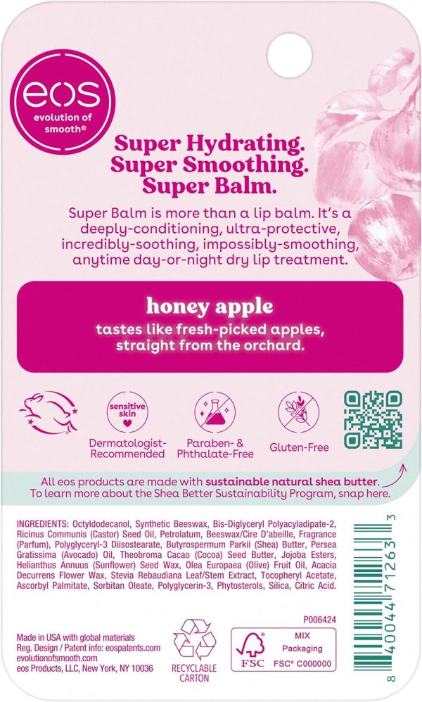 eos 24H Moisture Super Balm- Honey Apple, Lip Mask, Day or Night Lip Treatment, Made for Sensitive Skin, 0.35 fl oz - Image 6