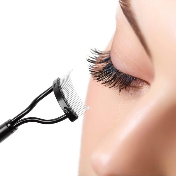 Eyelash Curler Kit, Docolor 4 in 1 Lash Curler Kit, Eyelash Comb Eyelash Extension Tweezers Eyebrow Brush and Comb with 6 Extra Replacement Refill Pads Eyelash Applicator Makeup Tool - Image 5