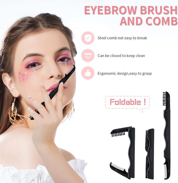 Eyelash Curler Kit, Docolor 4 in 1 Lash Curler Kit, Eyelash Comb Eyelash Extension Tweezers Eyebrow Brush and Comb with 6 Extra Replacement Refill Pads Eyelash Applicator Makeup Tool - Image 7