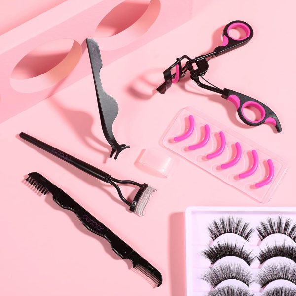 Eyelash Curler Kit, Docolor 4 in 1 Lash Curler Kit, Eyelash Comb Eyelash Extension Tweezers Eyebrow Brush and Comb with 6 Extra Replacement Refill Pads Eyelash Applicator Makeup Tool - Image 9