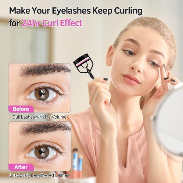 Eyelash Curlers Kit for Women w Lash Curler, Eyelash Comb Seperator, 3 in1 Mascara Brushes, Eyelash Extension Tweezers, Foldable Eyebrow Brush and Comb, 10 Silicone Refills Pads for Natural Eyelashes - Image 2