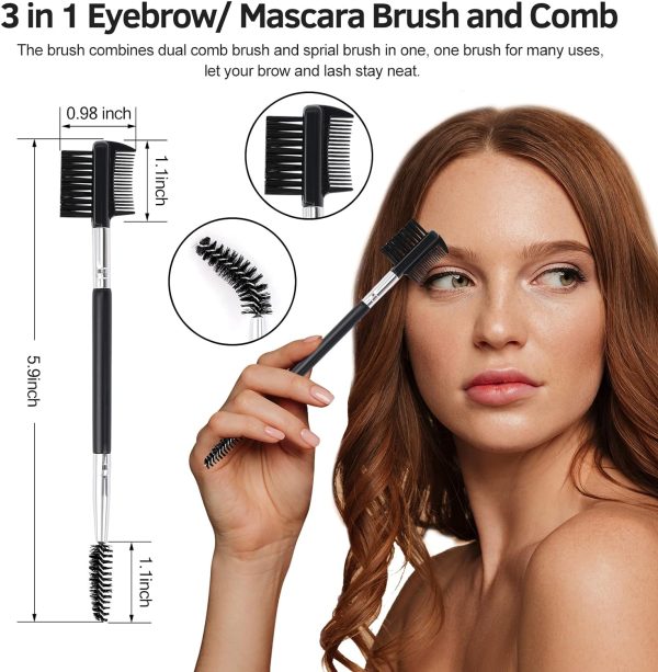 Eyelash Curlers Kit for Women w Lash Curler, Eyelash Comb Seperator, 3 in1 Mascara Brushes, Eyelash Extension Tweezers, Foldable Eyebrow Brush and Comb, 10 Silicone Refills Pads for Natural Eyelashes - Image 6