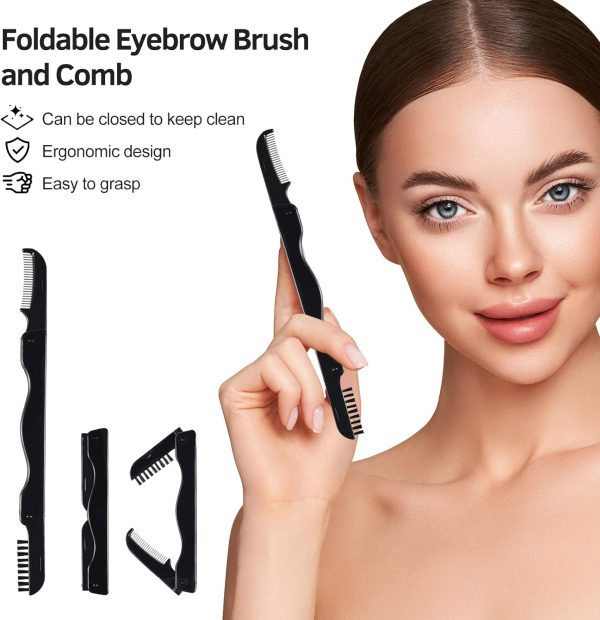 Eyelash Curlers Kit for Women w Lash Curler, Eyelash Comb Seperator, 3 in1 Mascara Brushes, Eyelash Extension Tweezers, Foldable Eyebrow Brush and Comb, 10 Silicone Refills Pads for Natural Eyelashes - Image 7