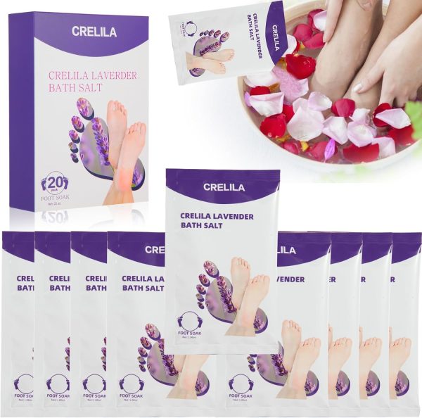 Foot Soak with Epsom Salt,Lavender Foot Bath Salt for Soothing Dry Feet, Smoothes Skin, Eliminates Odors, Moisturizes & Softens Calluses,Soak Spa Pedicure Care Pack of 20