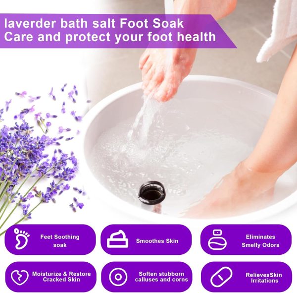 Foot Soak with Epsom Salt,Lavender Foot Bath Salt for Soothing Dry Feet, Smoothes Skin, Eliminates Odors, Moisturizes & Softens Calluses,Soak Spa Pedicure Care Pack of 20 - Image 2