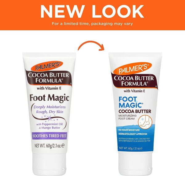 Palmer's Cocoa Butter Formula Foot Magic Moisturizing Foot Cream for Dry, Cracked Heels, Feet Moisturizer with Peppermint Oil & Vitamin E, 2.1 Ounces - Image 3