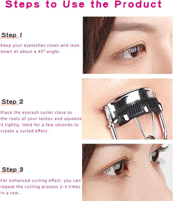 Pinkiou Eyelash Curlers with Comb and Eeylash Separator Set Professional Lash Curler with Built-in Comb Ergonomic Heart-Shaped Handle and Eyelash Comb Tool for Daily Makeup - Image 9