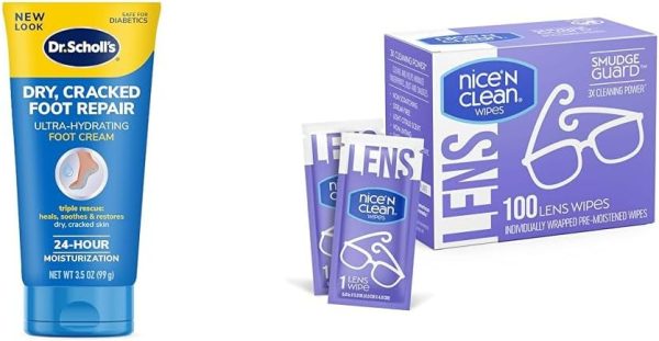 Dr Scholl's Dry Cracked Foot Repair Cream 3.5oz & Nice 'n Clean SmudgeGuard Lens Wipes 100 Count - Image 5